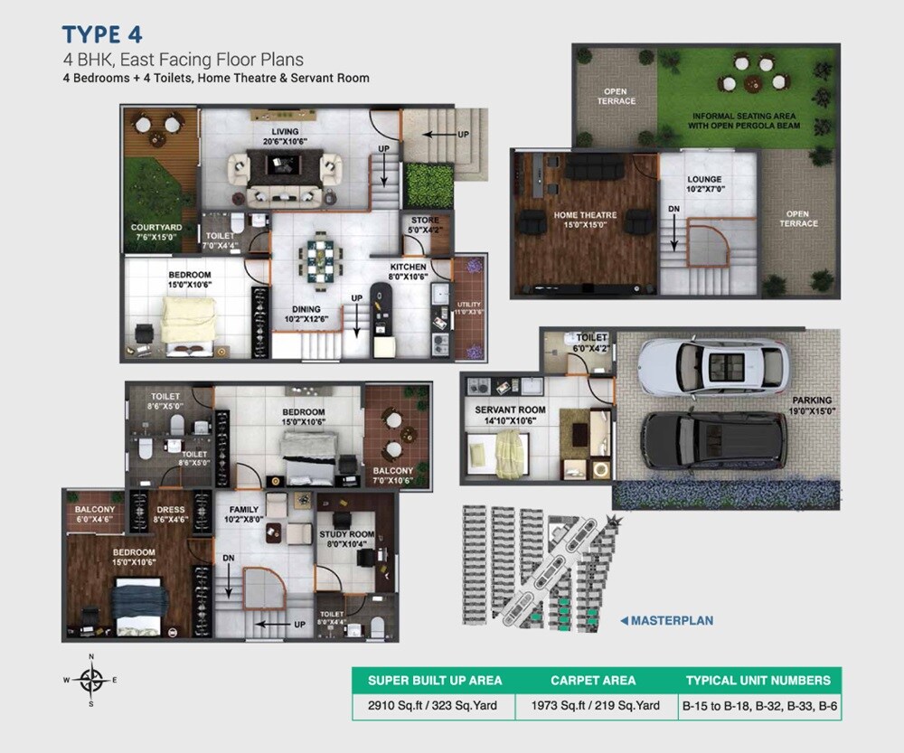 Floor plan of 4 BHK 2910 Sq. Ft. Villa in ISR Indraprastha, Bangalore
