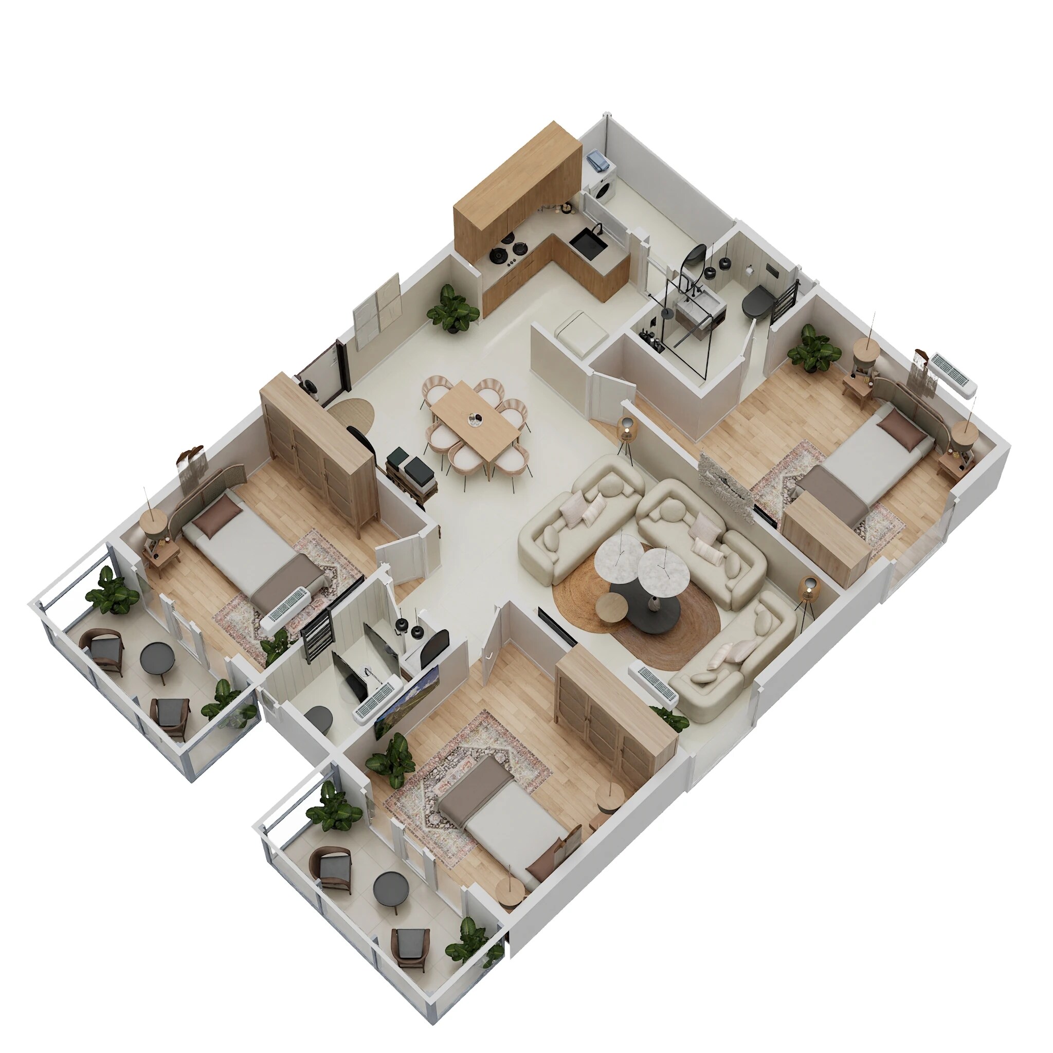 Floor plan of 3 BHK 1510 Sq. Ft. Apartment in Ista Olive And Oak, Bangalore