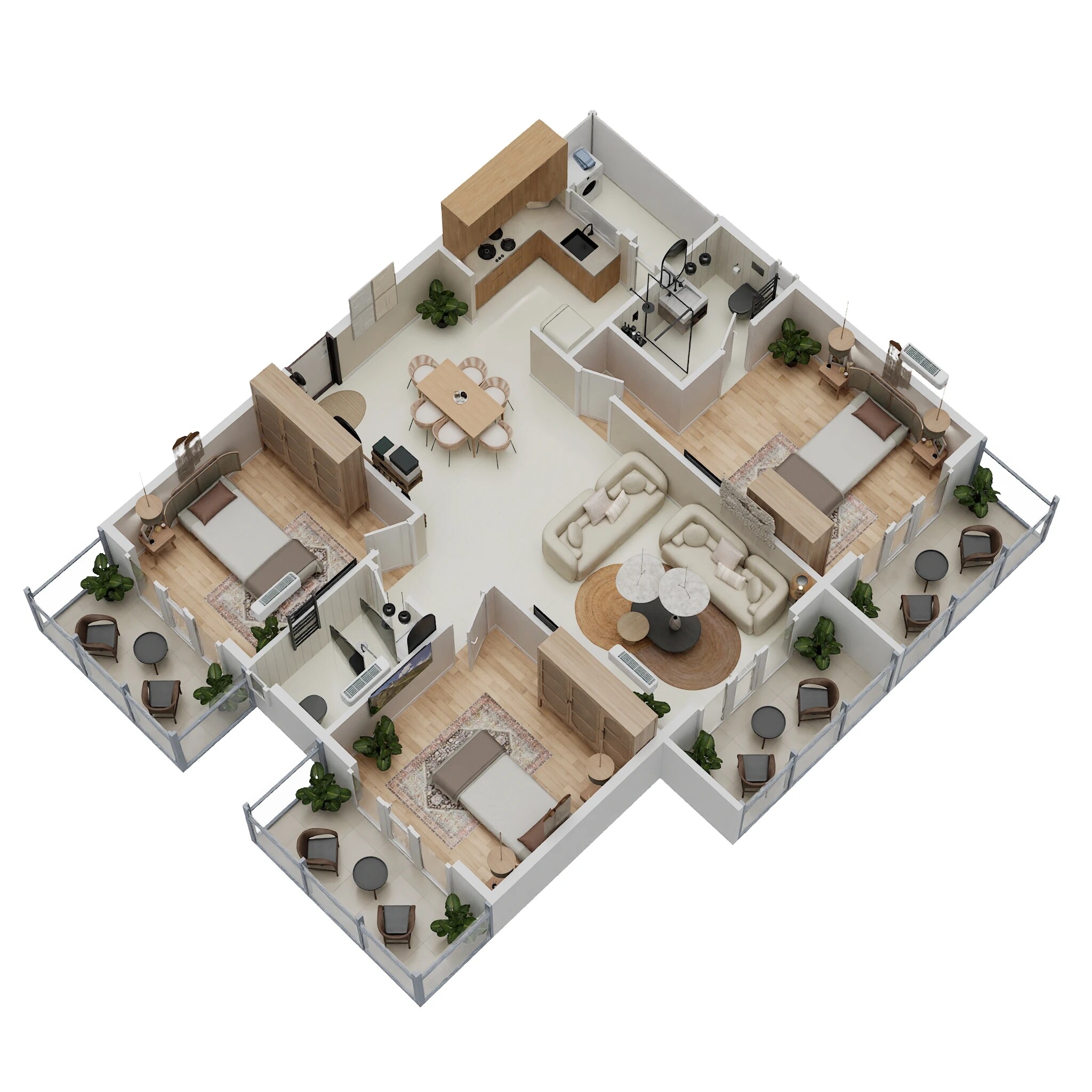 Floor plan of 3 BHK 1624 Sq. Ft. Apartment in Ista Olive And Oak, Bangalore