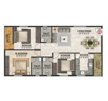  3 BHK Apartment at Jai Royal Park, Kr Puram – for Rent