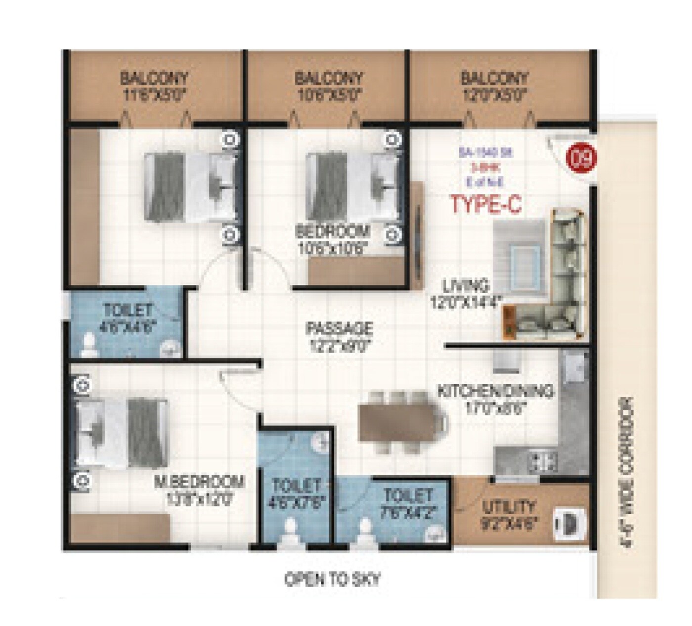 2 BHK 1350 Sq. Ft. Apartment