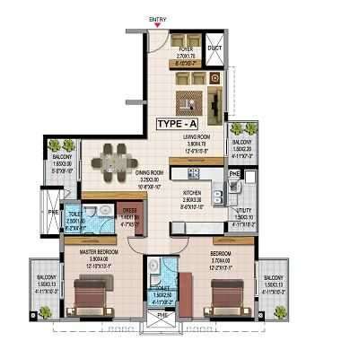 2 BHK 1313 Sq. Ft. Apartment in Jain Heights Grand West