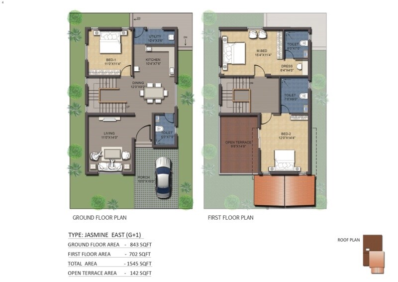 Floor plan of 3 BHK 1545 Sq. Ft. Apartment in Jain Villa Vivianaa, Bangalore
