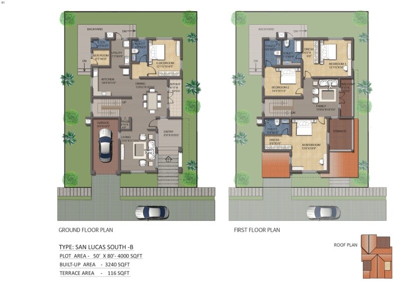 Floor plan of 4 BHK 4000 Sq. Ft. Apartment in Jain Villa Vivianaa, Bangalore