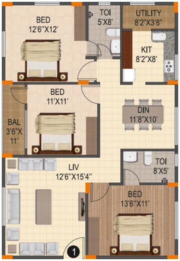  3 BHK Apartment at Jana Jeeva Orchid, Kr Puram – for Rent