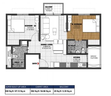  2 BHK Apartment at Brigade El Dorado Jasper And Iridium, Bagaluru  – for Sale