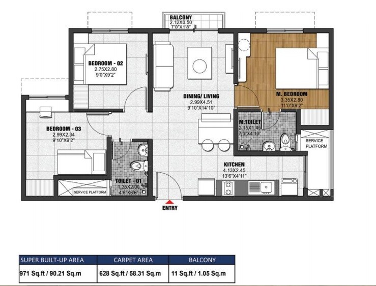 Other, brigade-el-dorado-jasper-and-iridium 3 Bedroom 971 Sq.Ft. Apartment In Bagaluru Bangalore 9706906