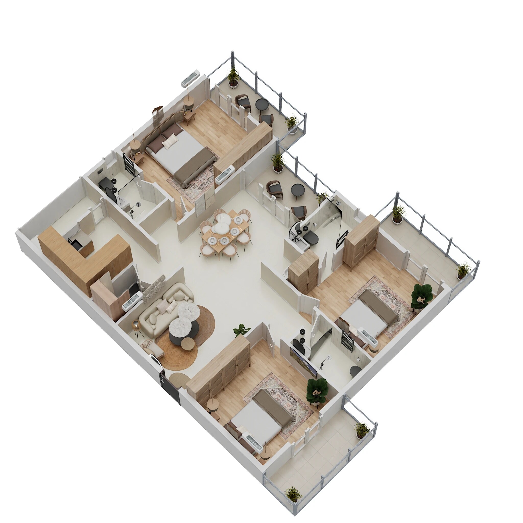 Floor plan of 3 BHK 1865 Sq. Ft. Apartment in Jeevan Allure, Bangalore