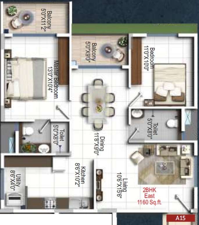 2 BHK 1160 Sq. Ft. Apartment in Jeevan Octave