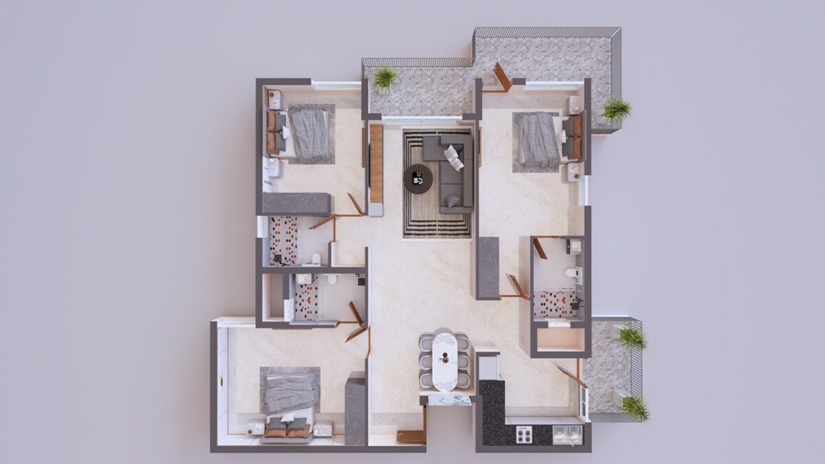 3 BHK 1650 Sq. Ft. Apartment