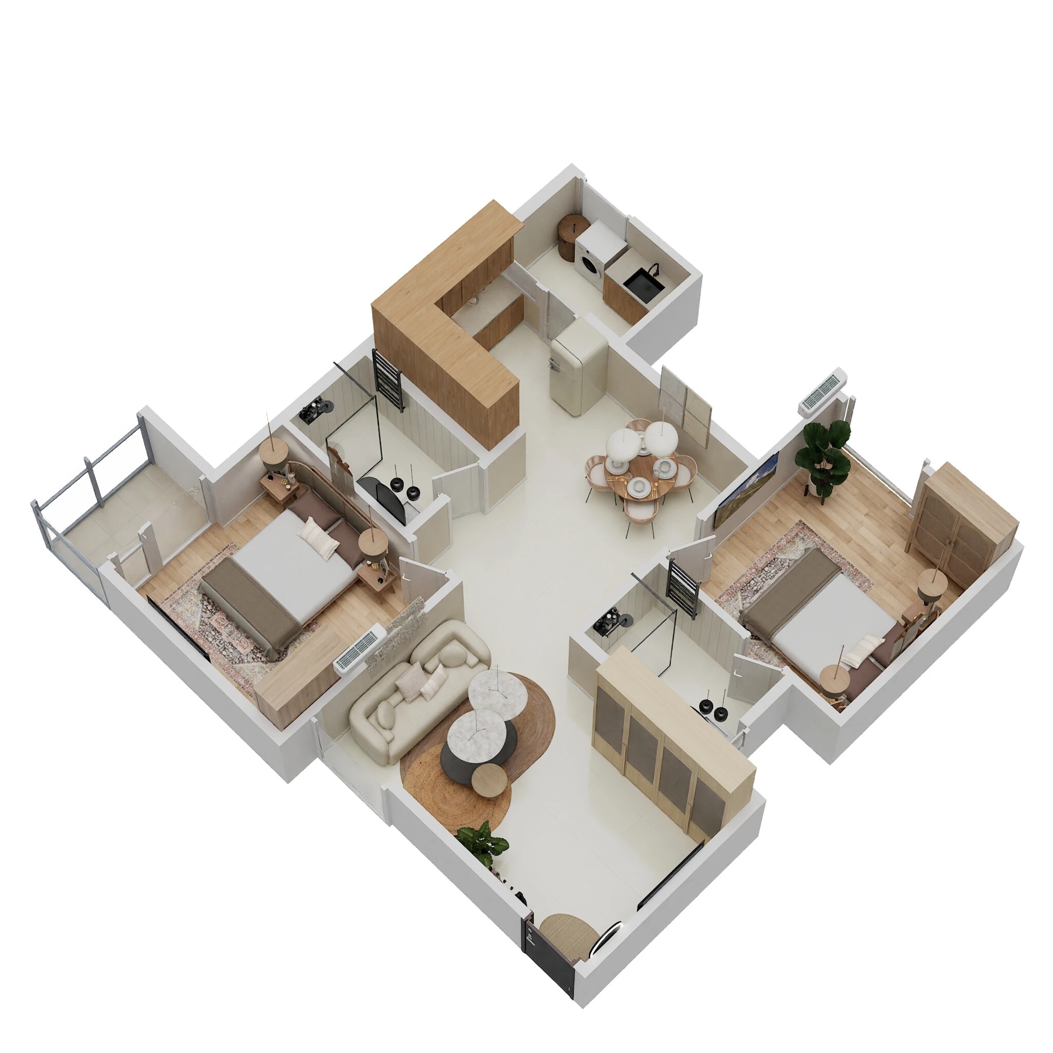 Floor plan of 2 BHK 1265 Sq. Ft. Apartment in JP Hibiscus, Bangalore