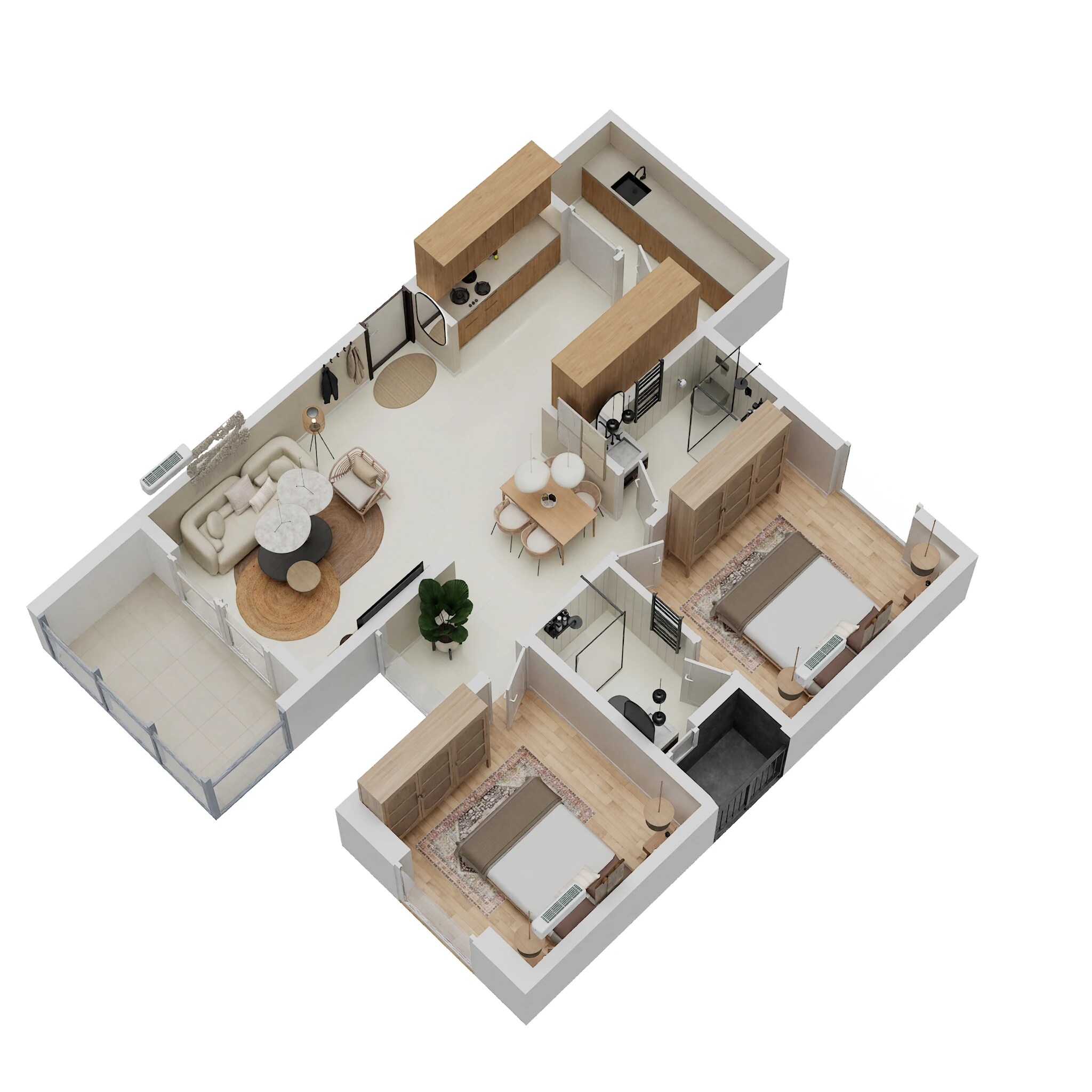 Floor plan of 2 BHK 1185 Sq. Ft. Apartment in JP Hibiscus, Bangalore