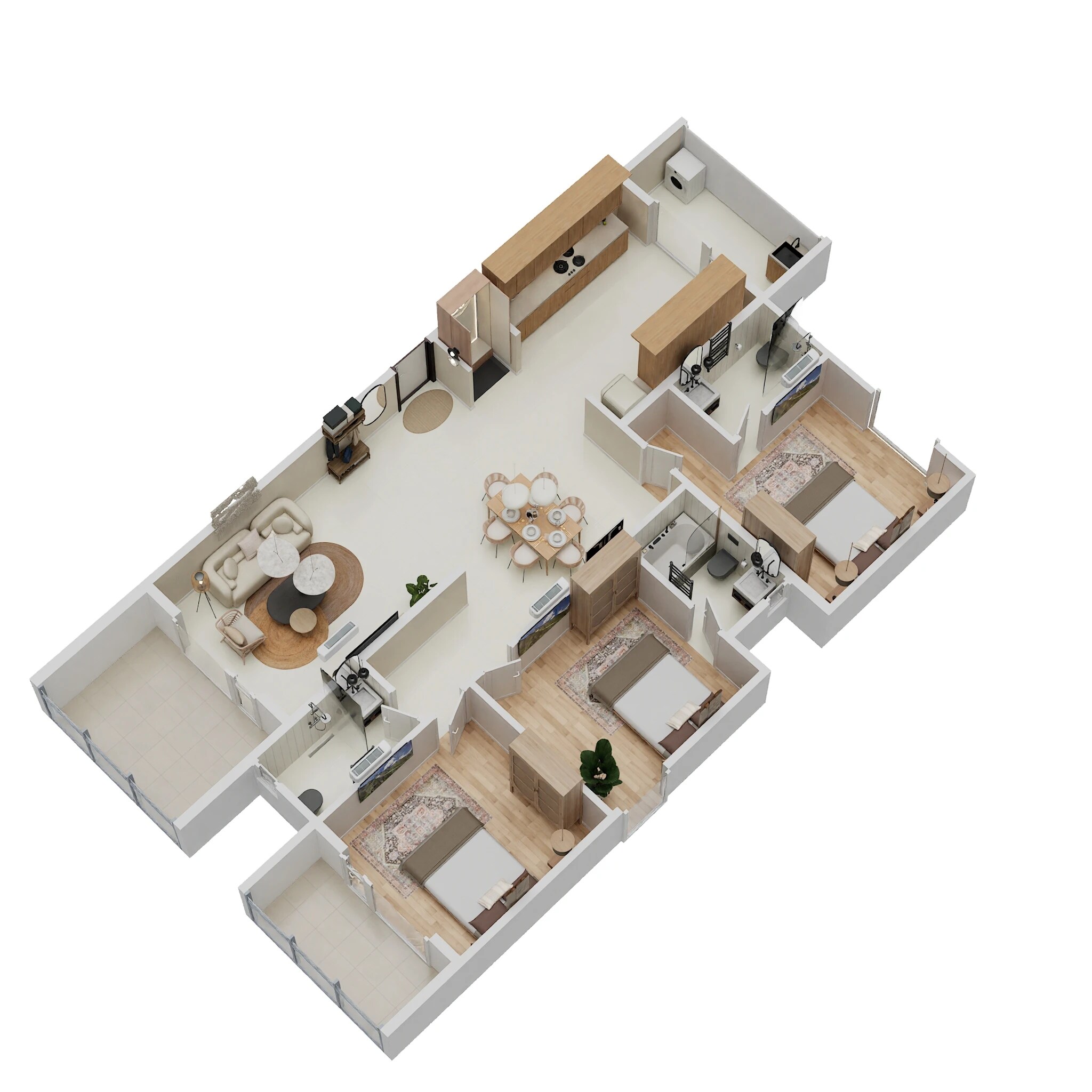 Floor plan of 3 BHK 1610 Sq. Ft. Apartment in JP Hibiscus, Bangalore