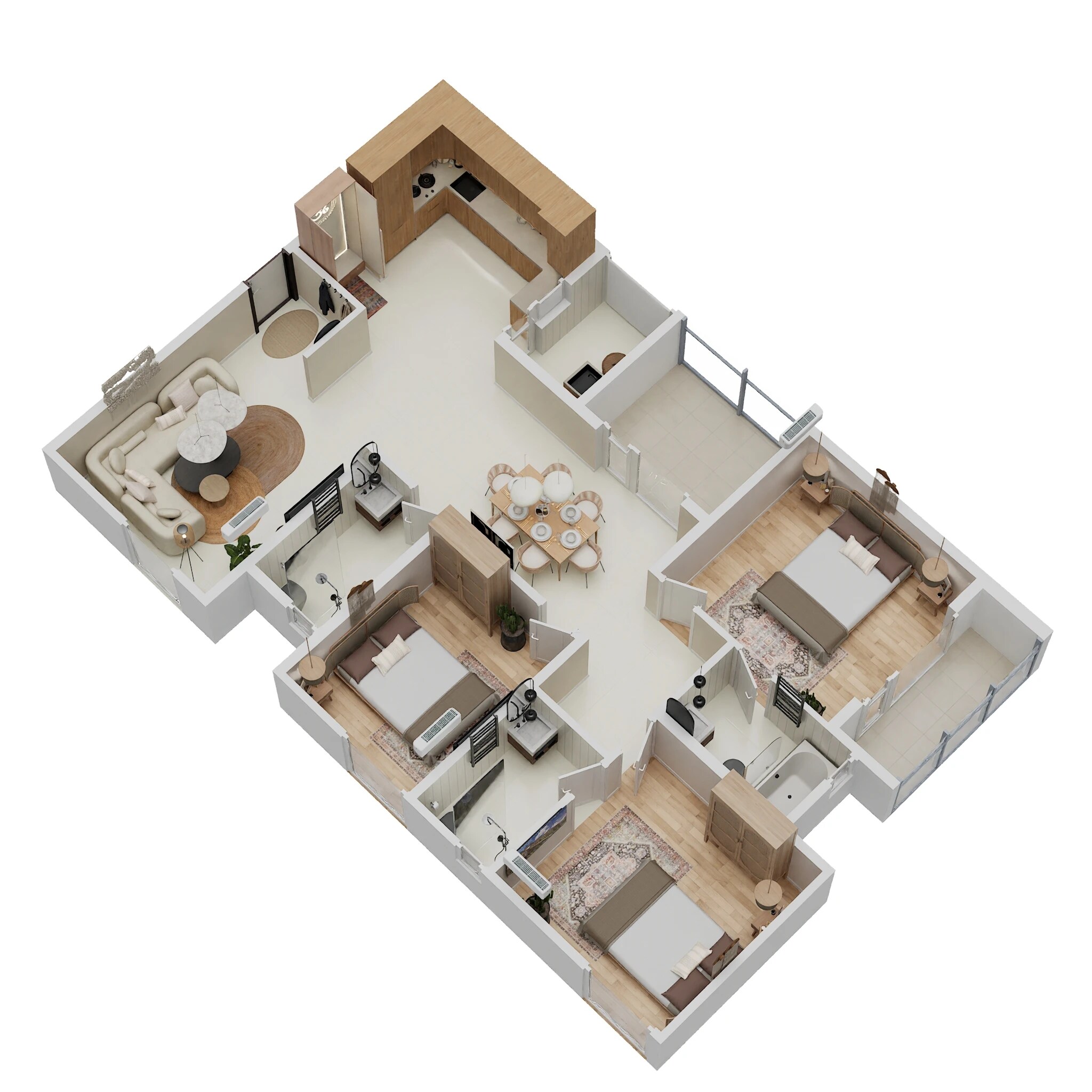 Floor plan of 3 BHK 2002 Sq. Ft. Apartment in JP Hibiscus, Bangalore