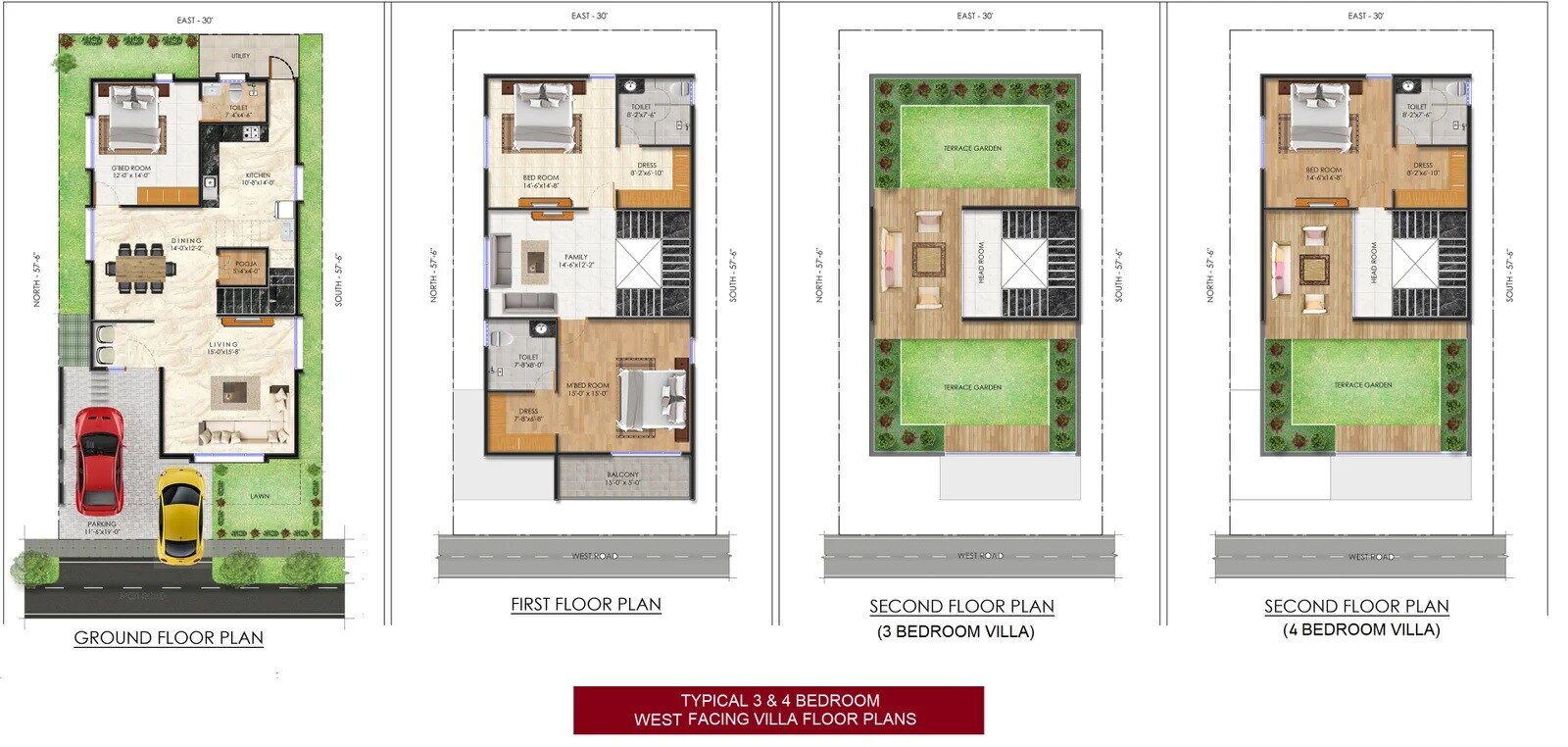 Floor plan of 4 BHK 3500 Sq. Ft. Villa in JR Greenwich Phase 4, Bangalore