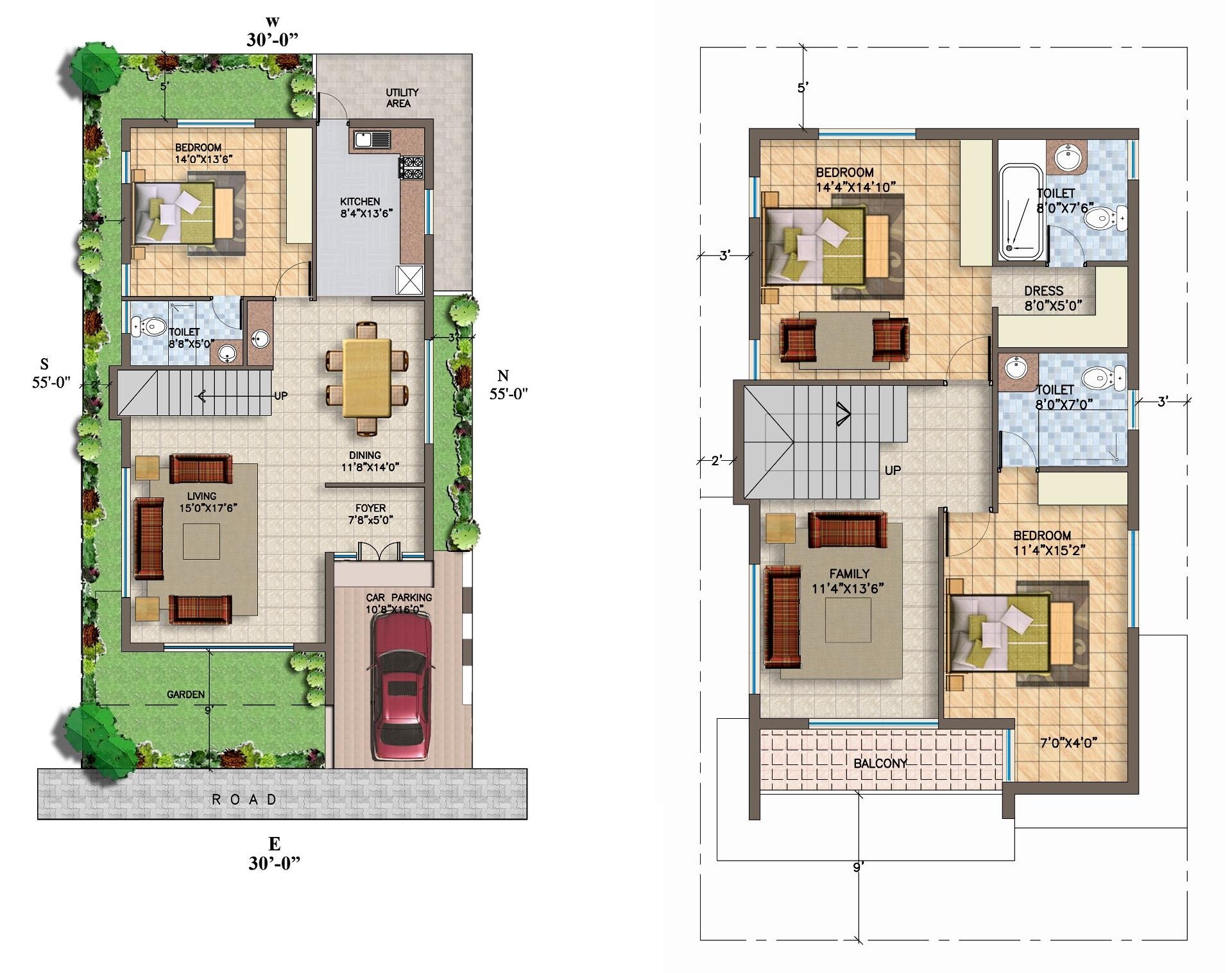 Floor plan of 3 BHK 2200 Sq. Ft. Villa in JR Greenwich, Bangalore