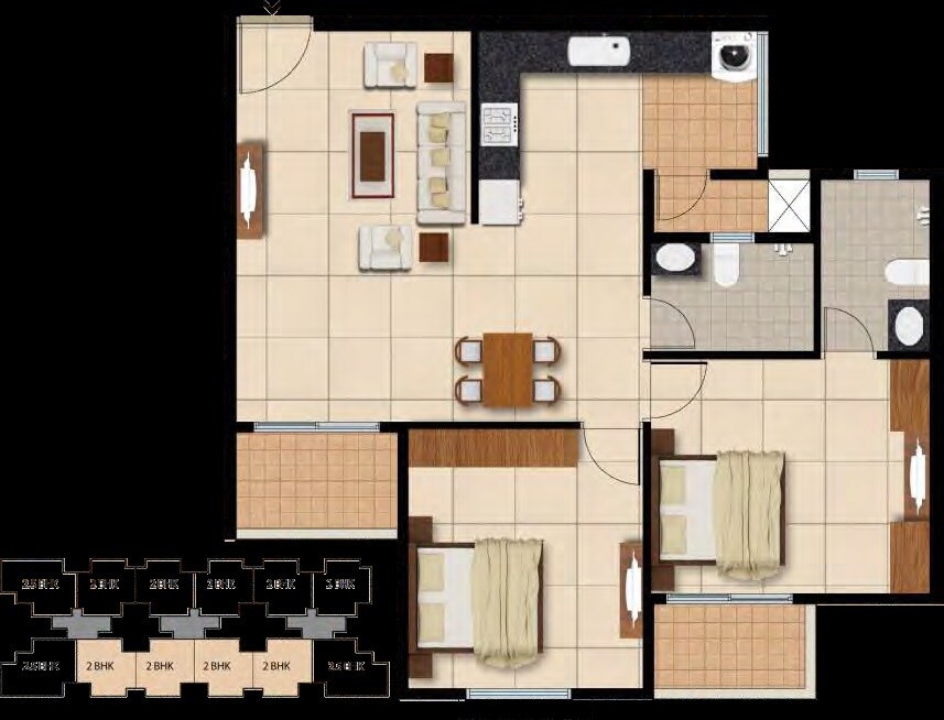2 BHK 1065 Sq. Ft. Apartment