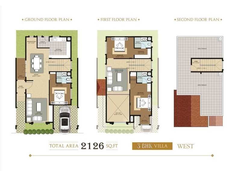 Floor plan of 3 BHK 2126 Sq. Ft. Villa in JRC Palladio, Bangalore