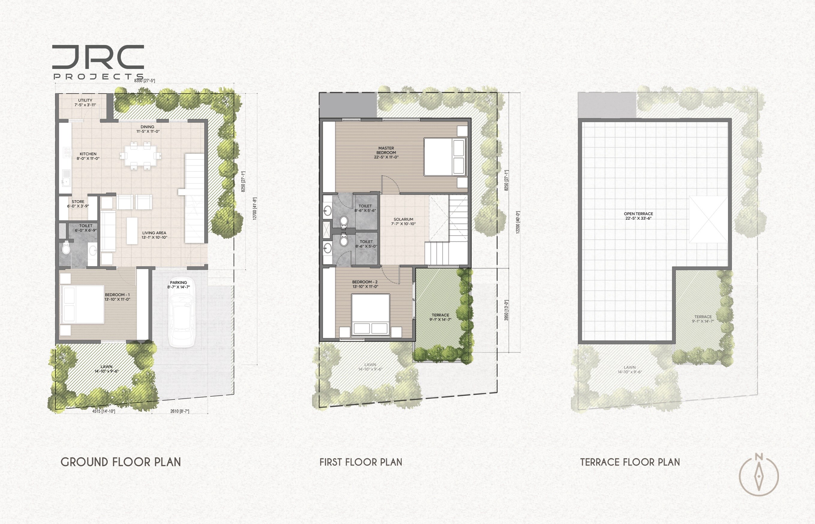 Floor plan of 3 BHK 2110 Sq. Ft. Villa in JRC Sanzio, Bangalore