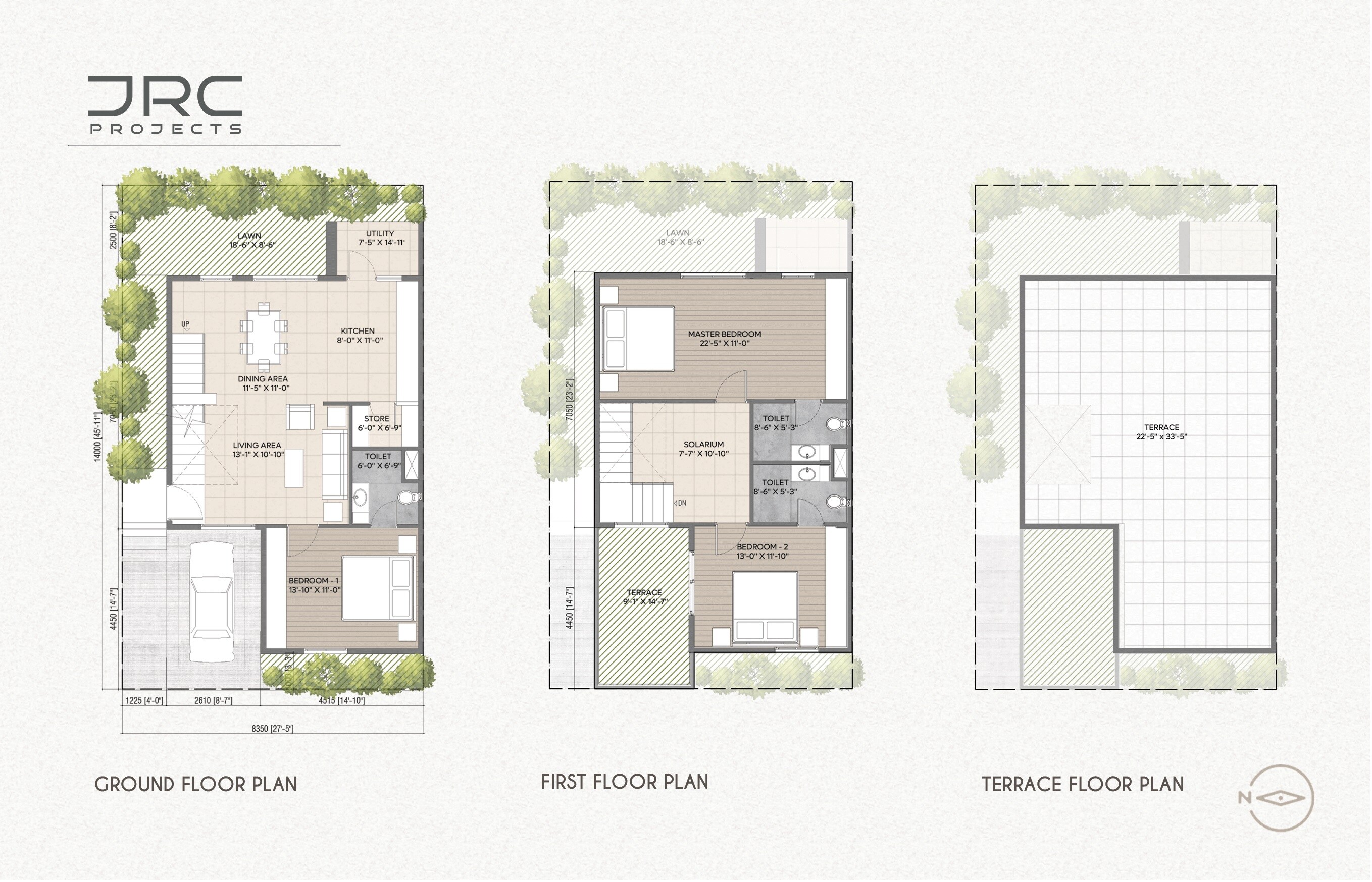 Floor plan of 3 BHK 2435 Sq. Ft. Villa in JRC Sanzio, Bangalore