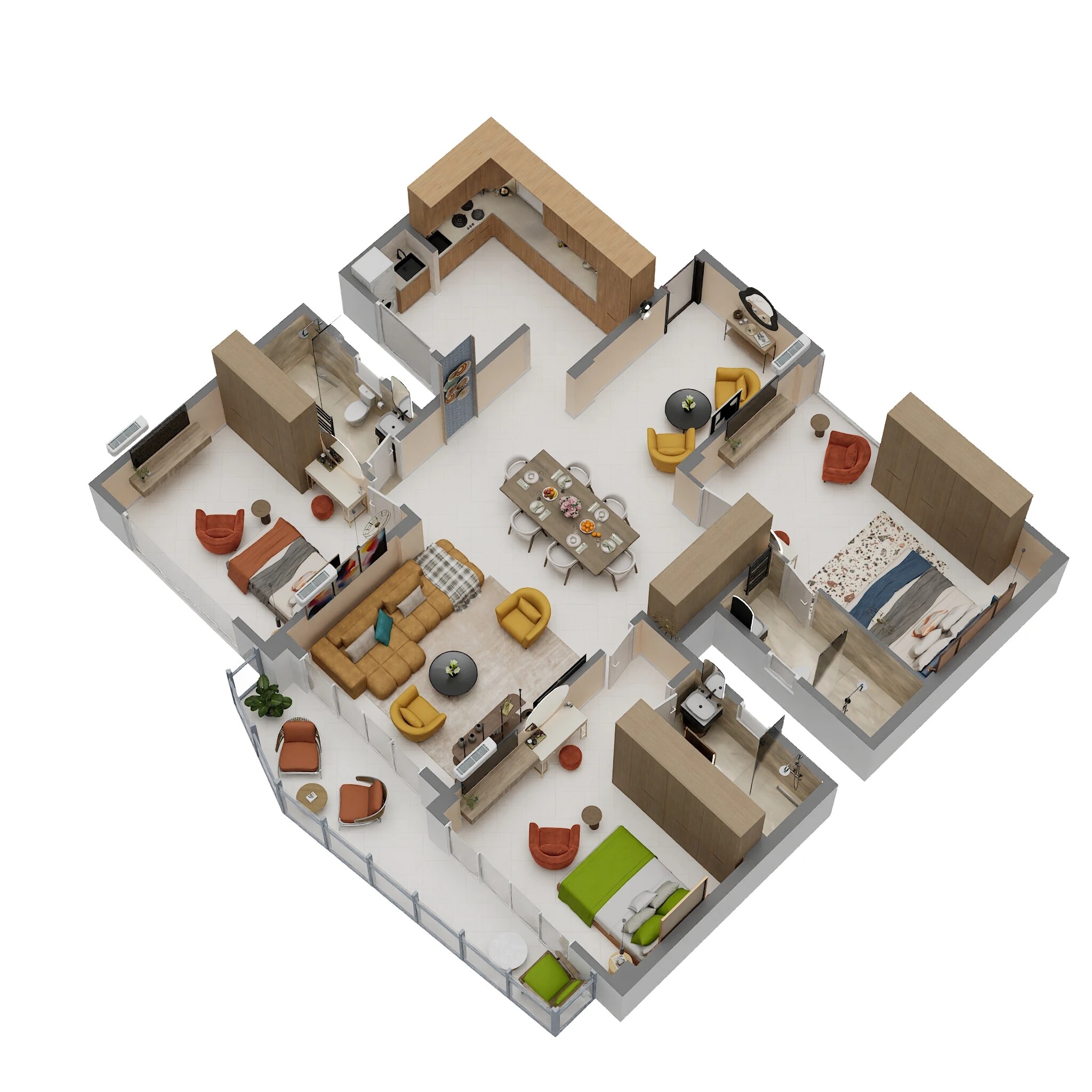 Floor plan of 3 BHK 2100 Sq. Ft. Apartment in JRC Wild Woods, Bangalore
