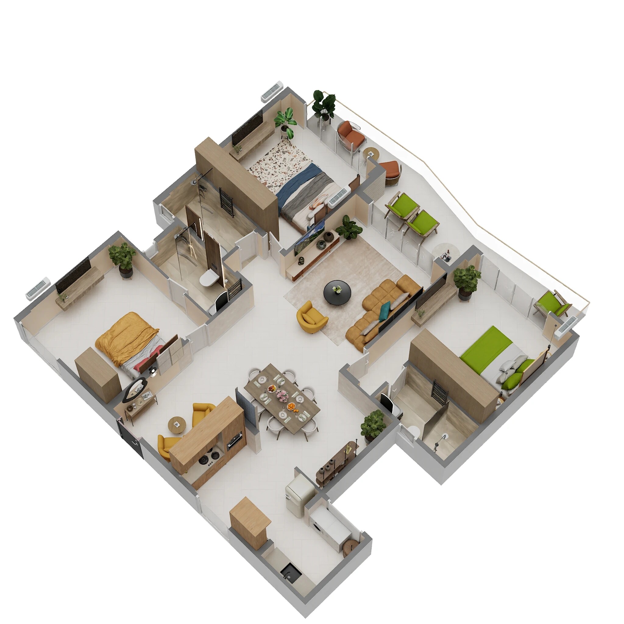 Floor plan of 3 BHK 2153 Sq. Ft. Apartment in JRC Wild Woods, Bangalore