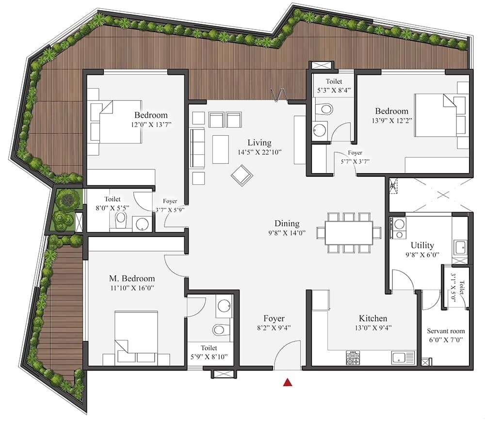 3 BHK 1937 Sq. Ft. Apartment