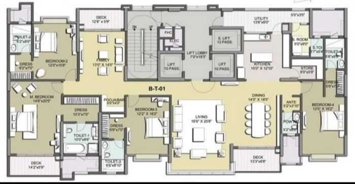 Floor plan of 4 BHK 4855 Sq. Ft. Apartment in K Raheja Corp Vivarea, Bangalore