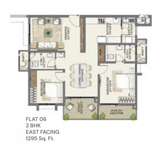 2 BHK 1295 Sq. Ft. Apartment