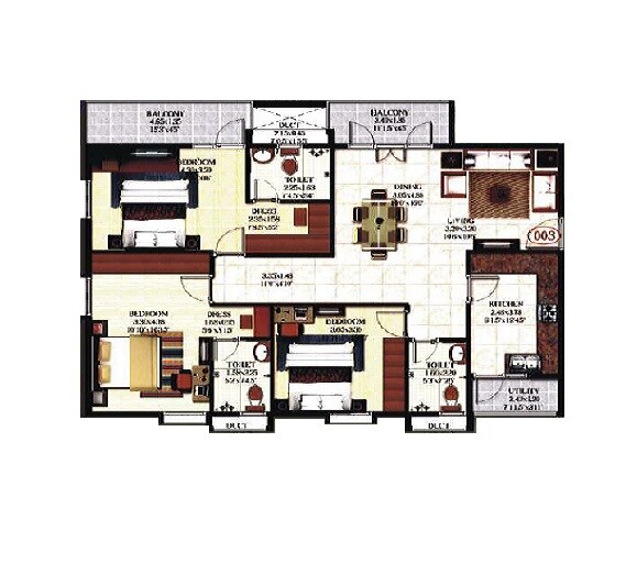 3 BHK 1605 Sq. Ft. Apartment