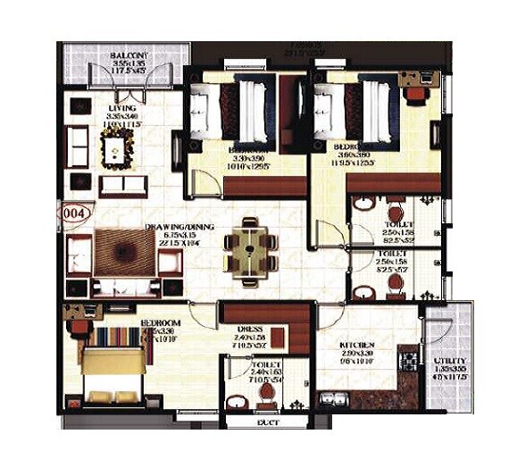 3 BHK 1635 Sq. Ft. Apartment