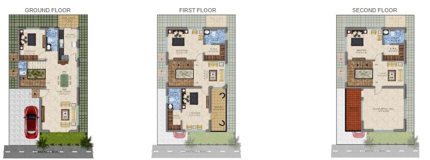 Floor plan of 4 BHK 1453 Sq. Ft. Apartment in Kent Novella, Bangalore