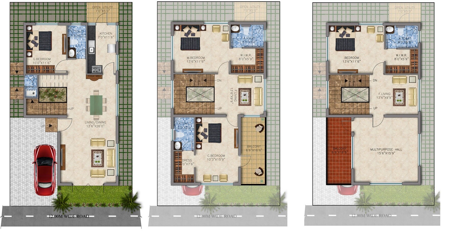 Floor plan of 4 BHK 1200 Sq. Ft. Villa in Kent Novella, Bangalore