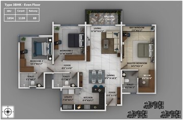  3 BHK Apartment at Keya Around The Life, Whitefield – for Rent