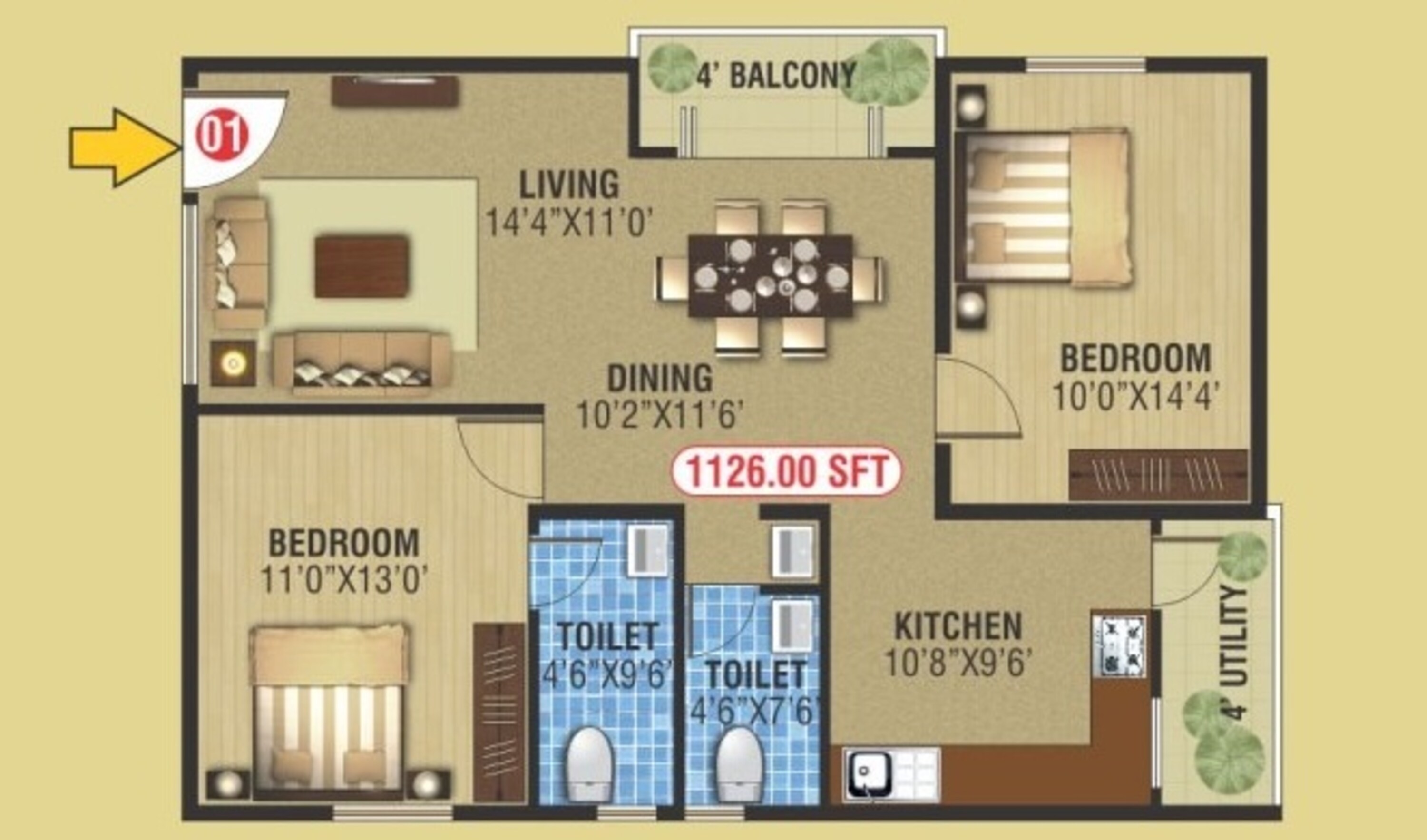 keystone ankuraa park view apartment 2bhk 1126sqft81