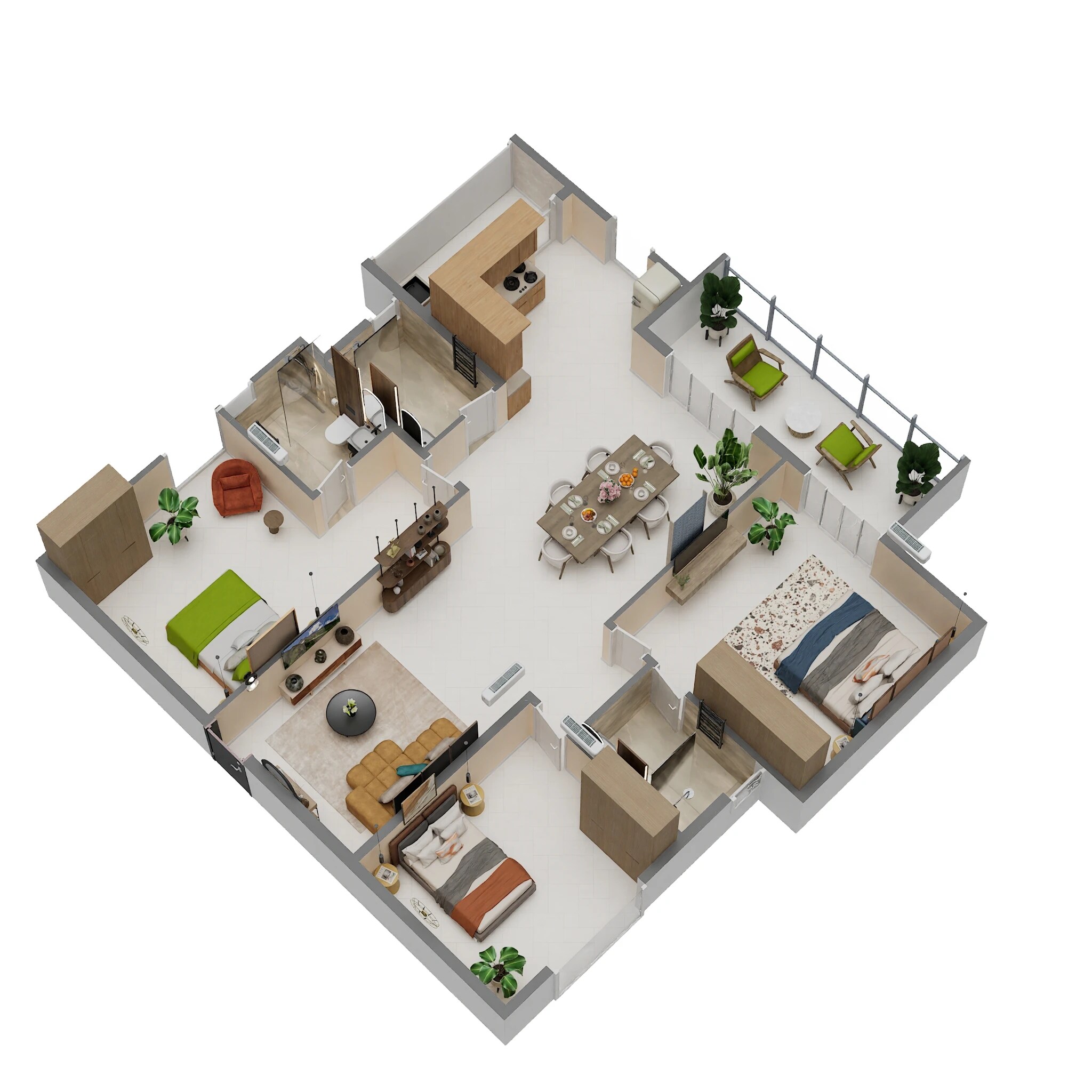 Floor plan of 3 BHK 1780 Sq. Ft. Apartment in Klassik Exotica, Bangalore