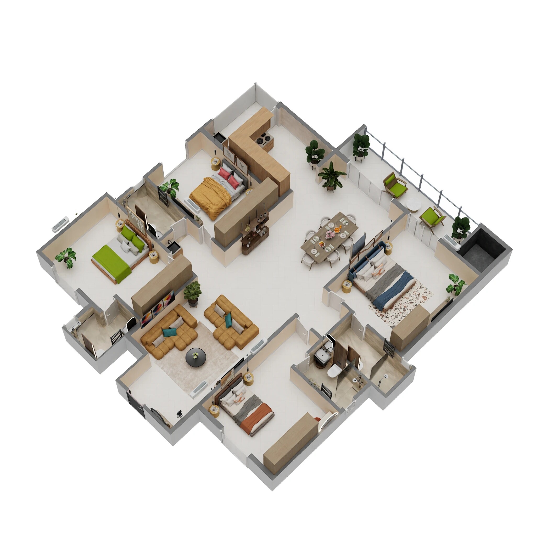 Floor plan of 4 BHK 2430 Sq. Ft. Apartment in Klassik Exotica, Bangalore