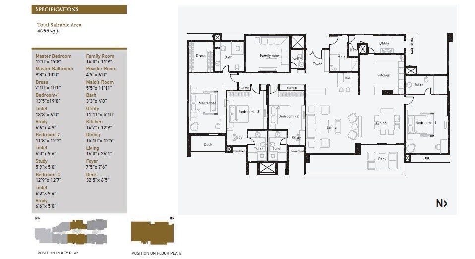 Floor plan of 4 BHK 4099 Sq. Ft. Apartment in KMB La Palazzo, Bangalore