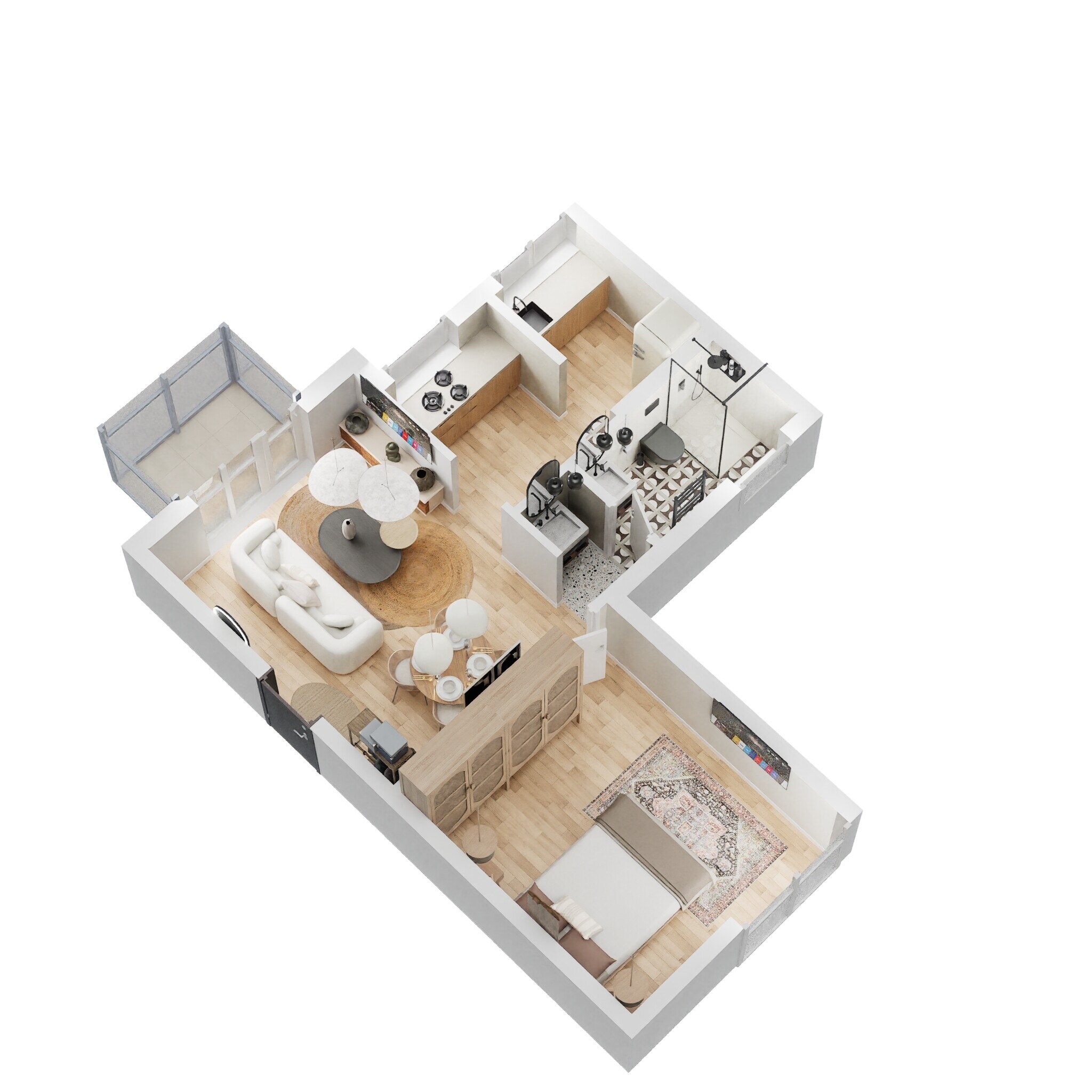 Floor plan of 1 BHK 710 Sq. Ft. Apartment in Kolte Patil iTowers Exente, Bangalore
