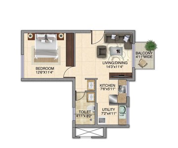  1 BHK Apartment at Kolte Patil iTowers Exente, Electronic City Phase I – for Rent
