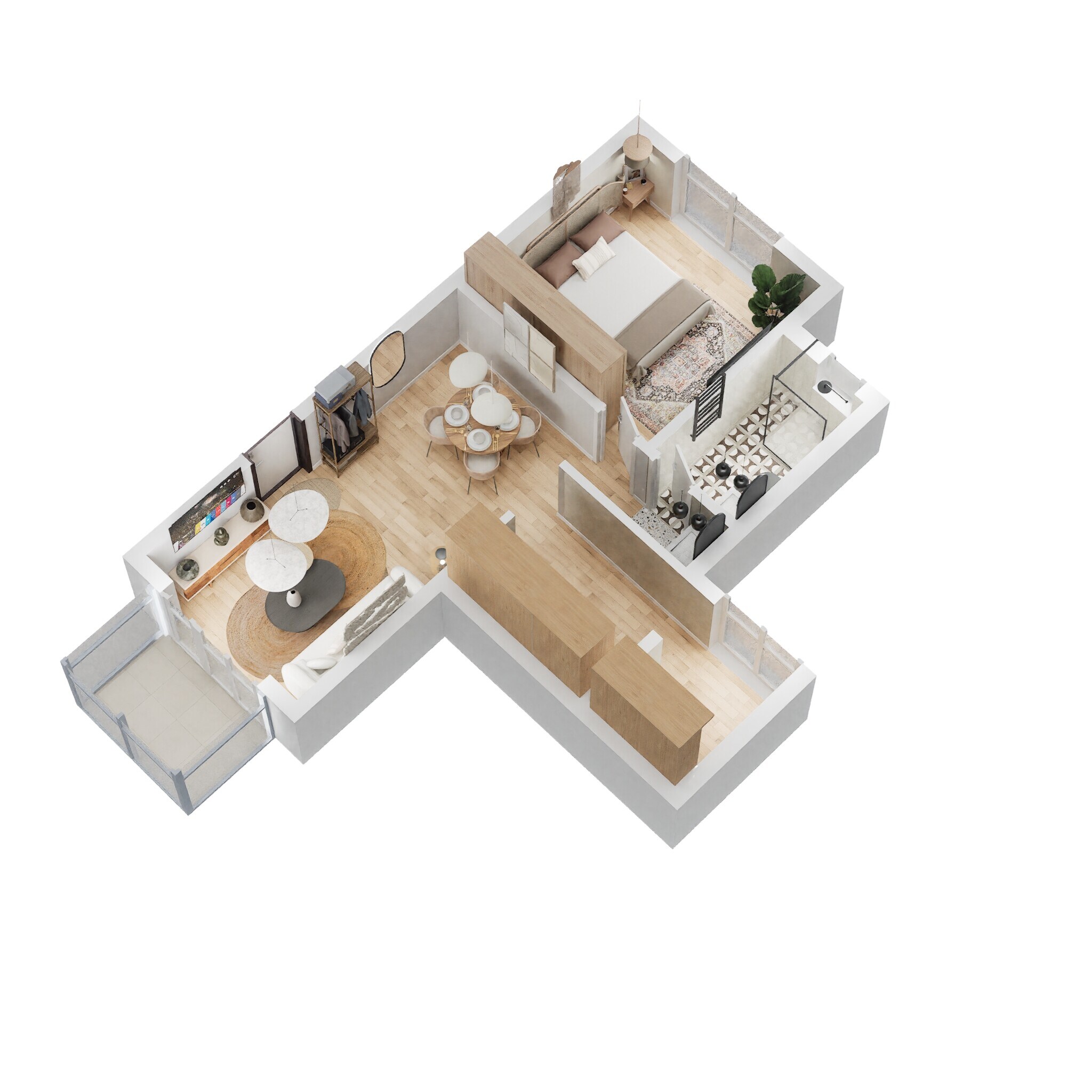 Floor plan of 1 BHK 715 Sq. Ft. Apartment in Kolte Patil iTowers Exente, Bangalore