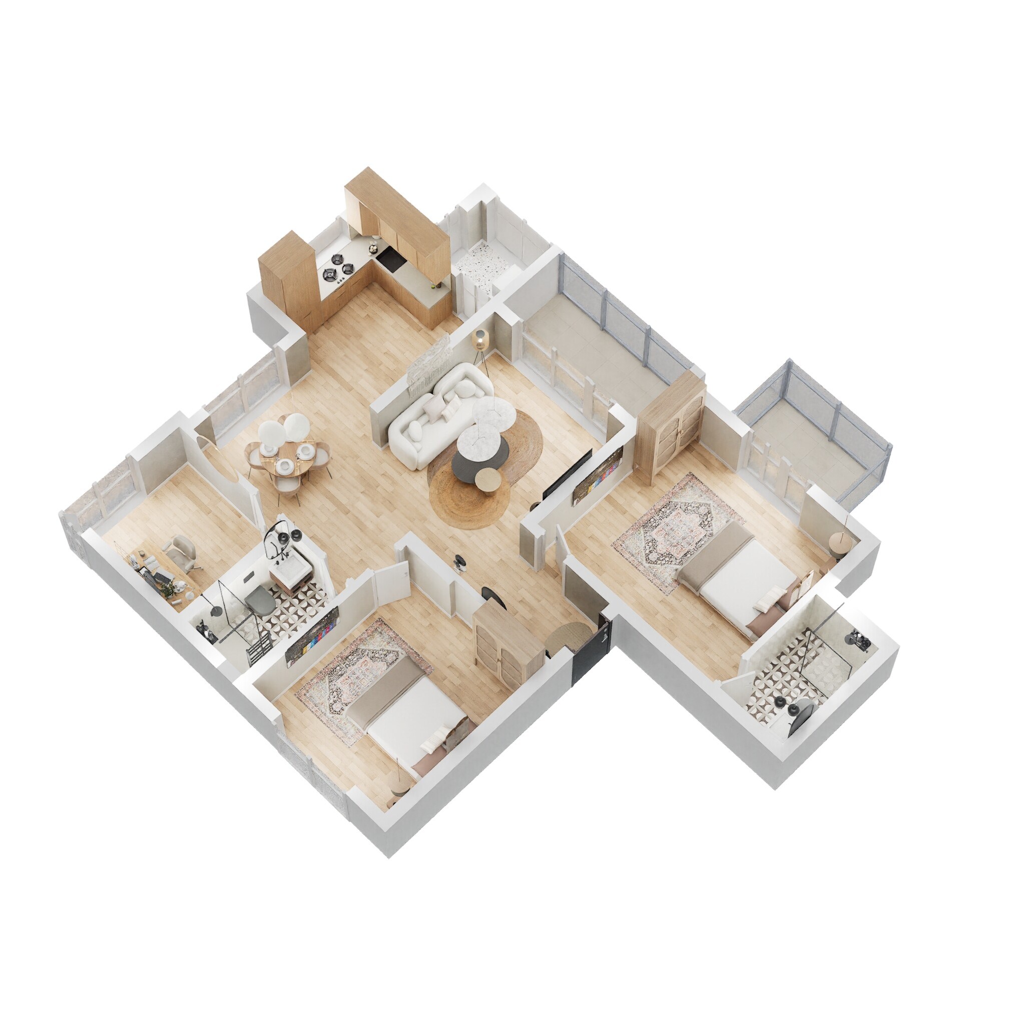 Floor plan of 2 BHK 1230 Sq. Ft. Apartment in Kolte Patil iTowers Exente, Bangalore