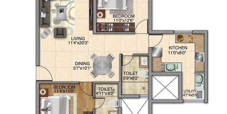 kolte patil itowers exente apartment 2bhk 1221sqft 1
