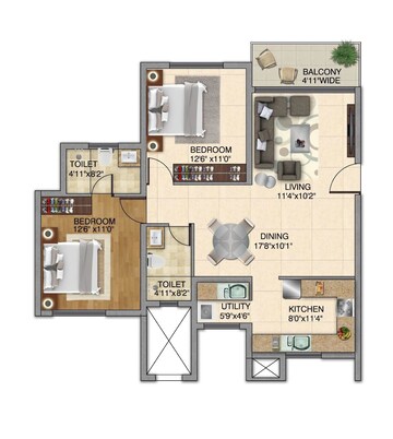  2 BHK Apartment at Kolte Patil iTowers Exente, Electronic City Phase I – for Rent
