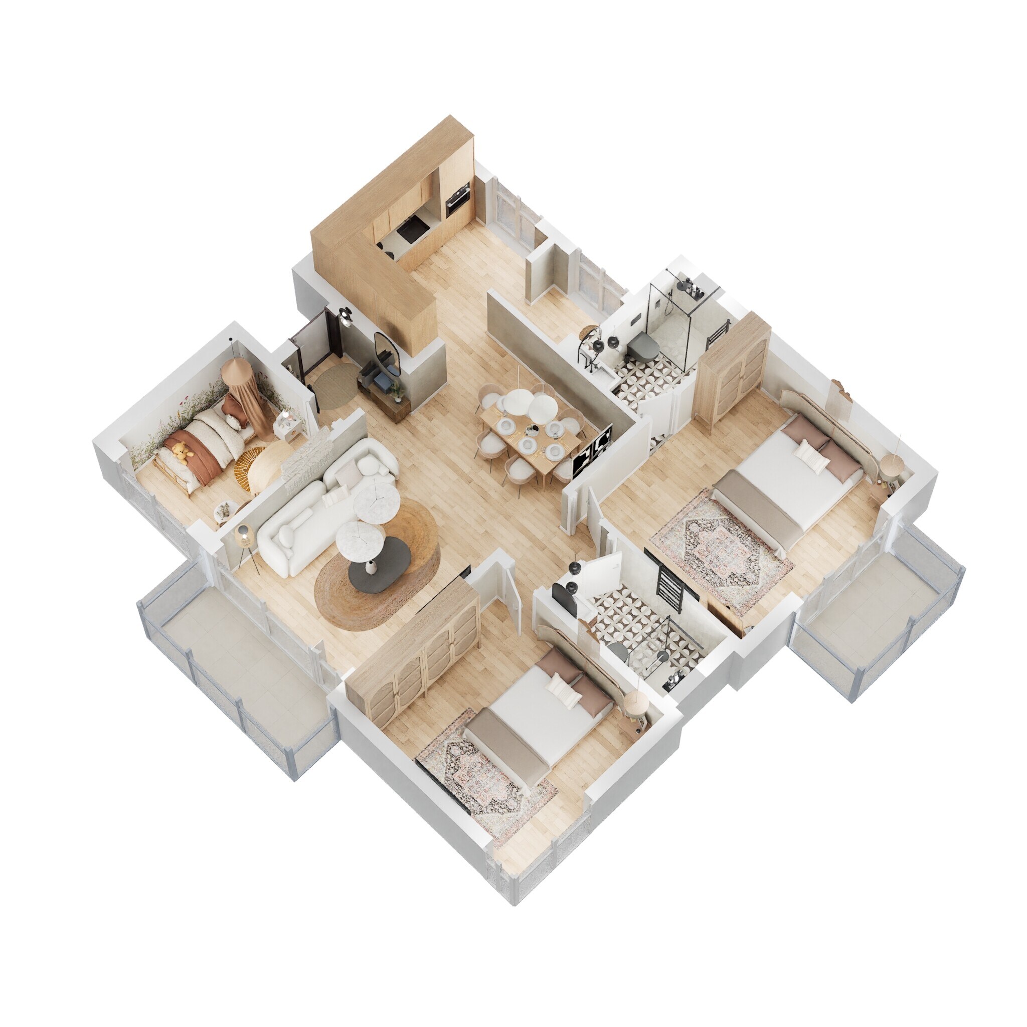 Floor plan of 2 BHK 1382 Sq. Ft. Apartment in Kolte Patil iTowers Exente, Bangalore