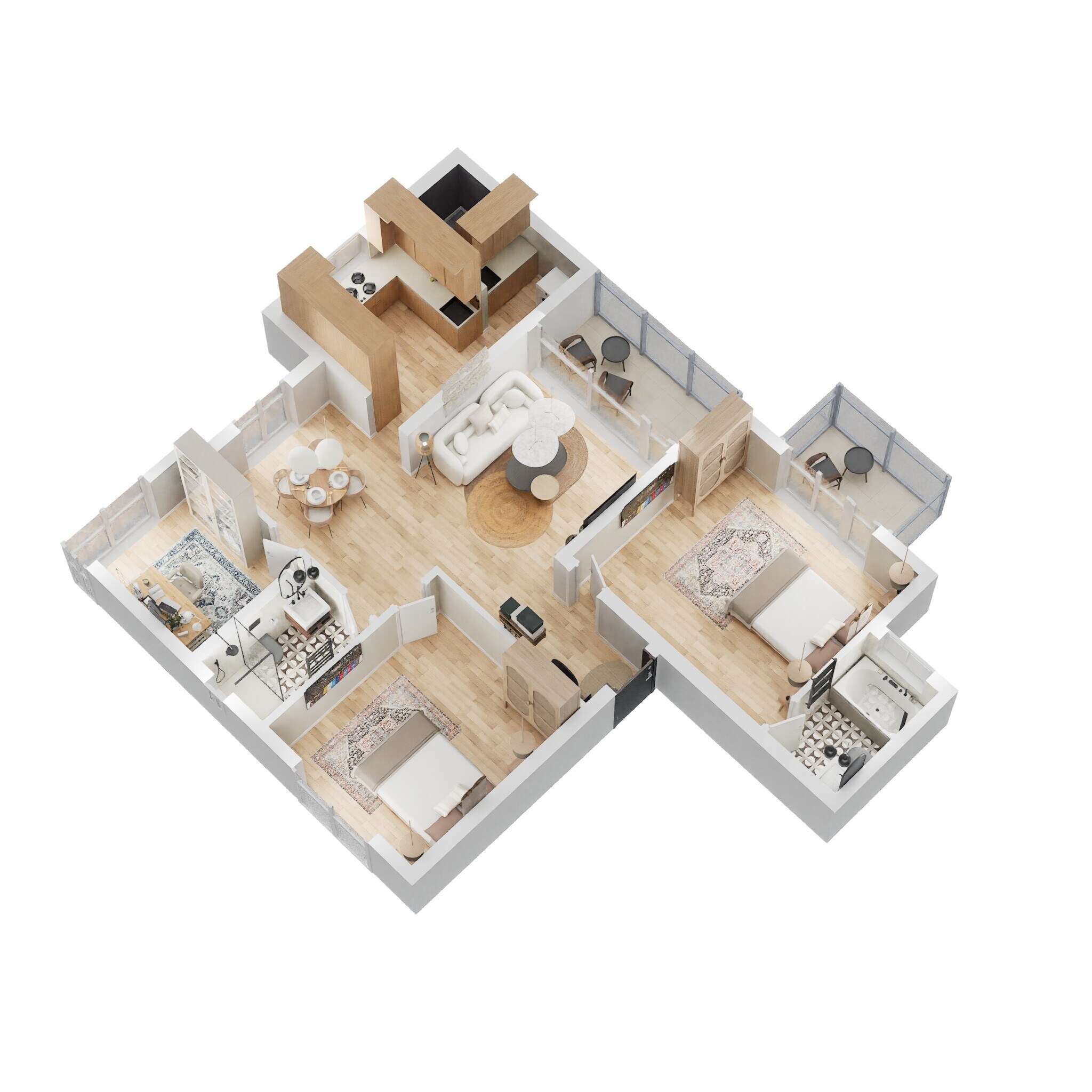 Floor plan of 2 BHK 1394 Sq. Ft. Apartment in Kolte Patil iTowers Exente, Bangalore