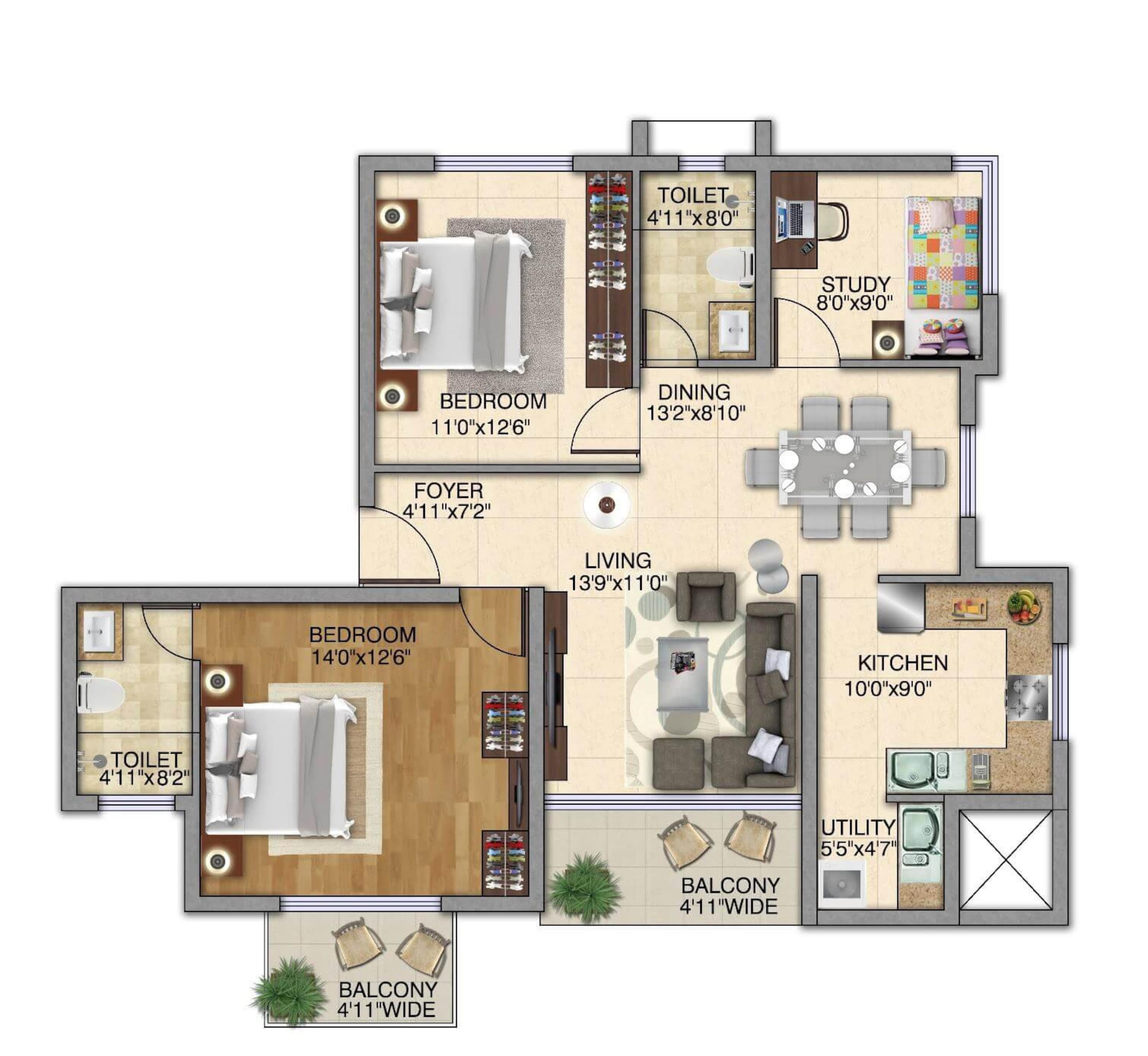 kolte patil itowers exente apartment 2bhk st 1394sqft 2