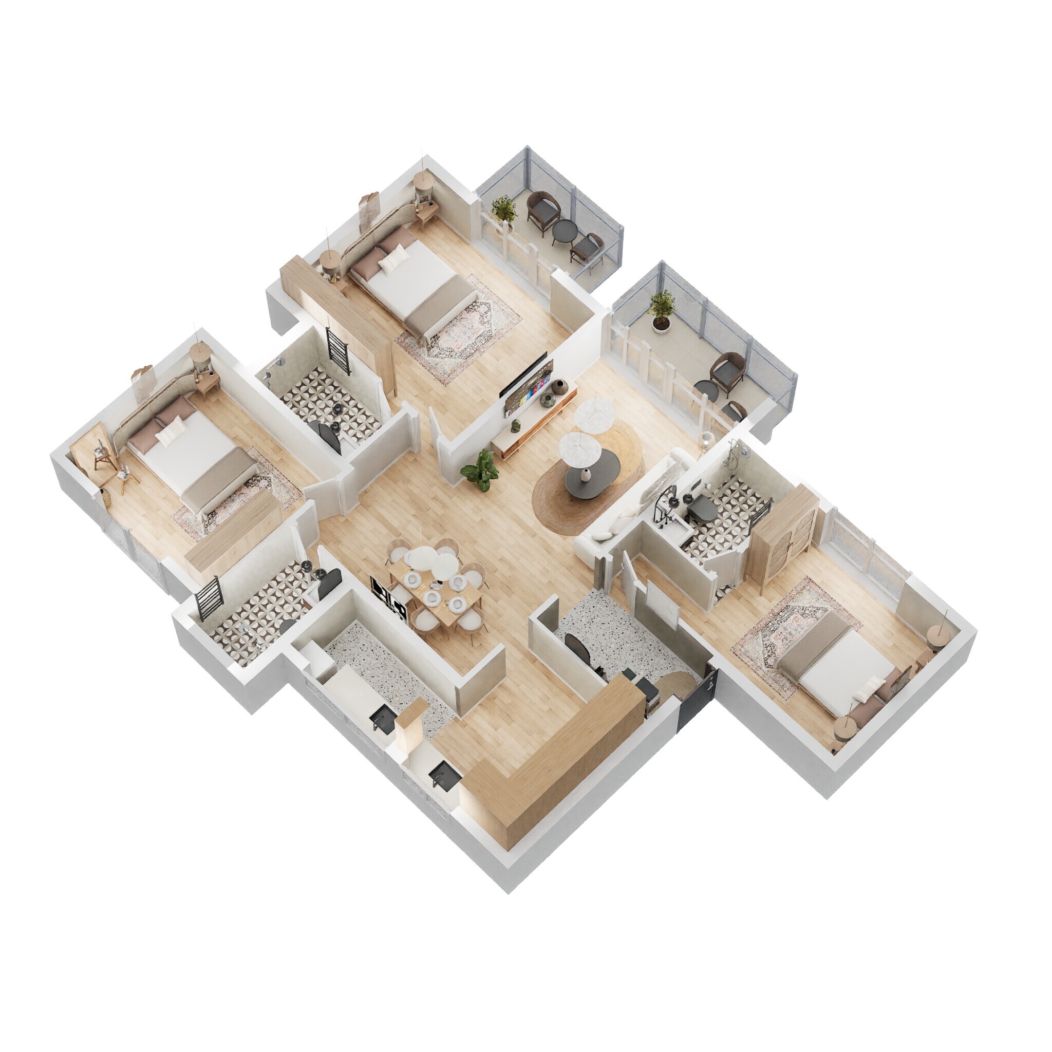 Floor plan of 3 BHK 1686 Sq. Ft. Apartment in Kolte Patil iTowers Exente, Bangalore