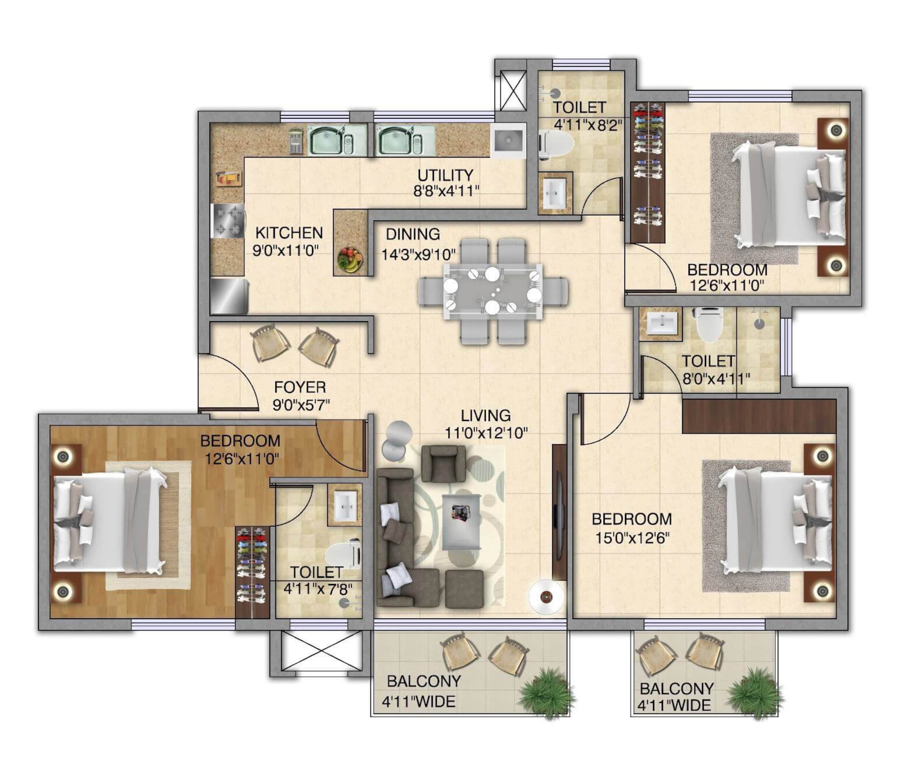 kolte patil itowers exente apartment 3bhk 1686sqft 1