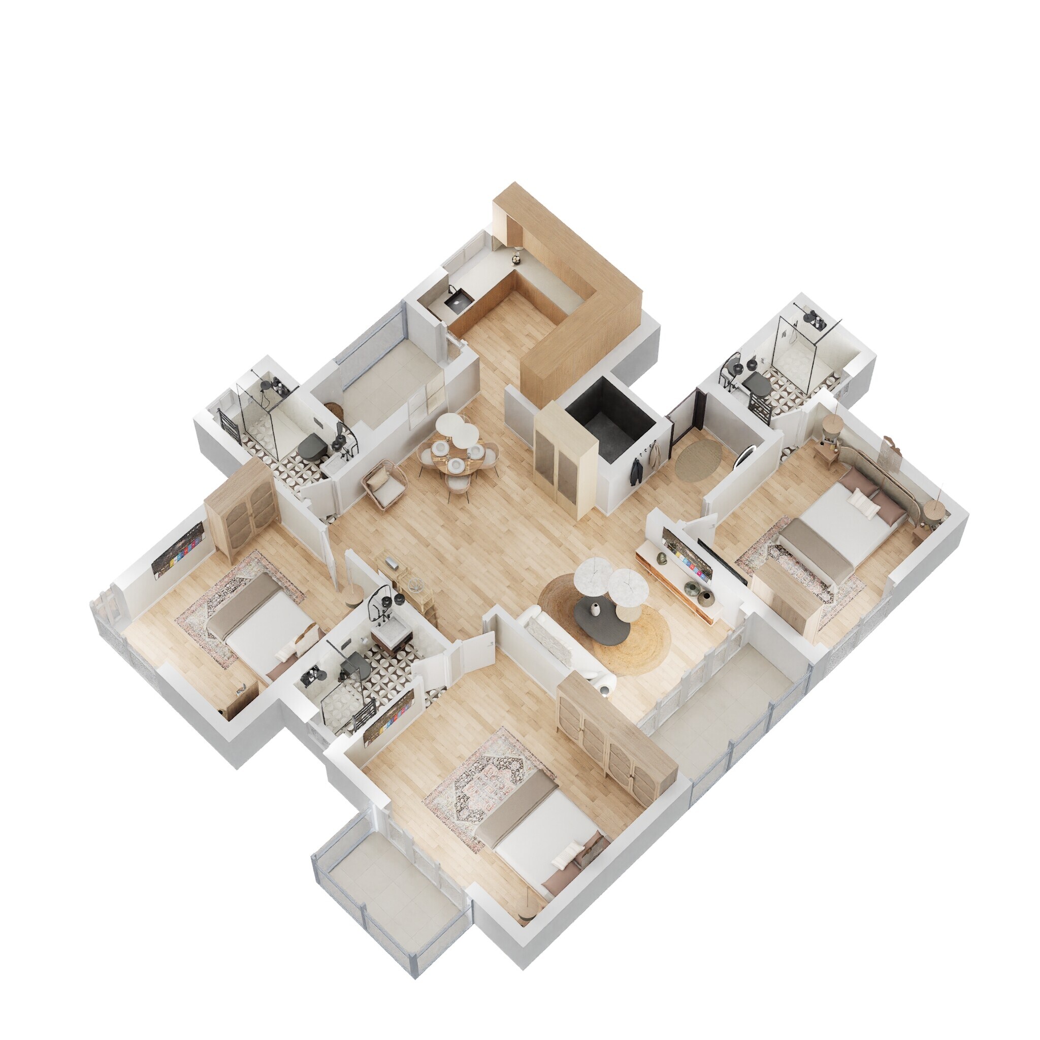 Floor plan of 3 BHK 1705 Sq. Ft. Apartment in Kolte Patil iTowers Exente, Bangalore